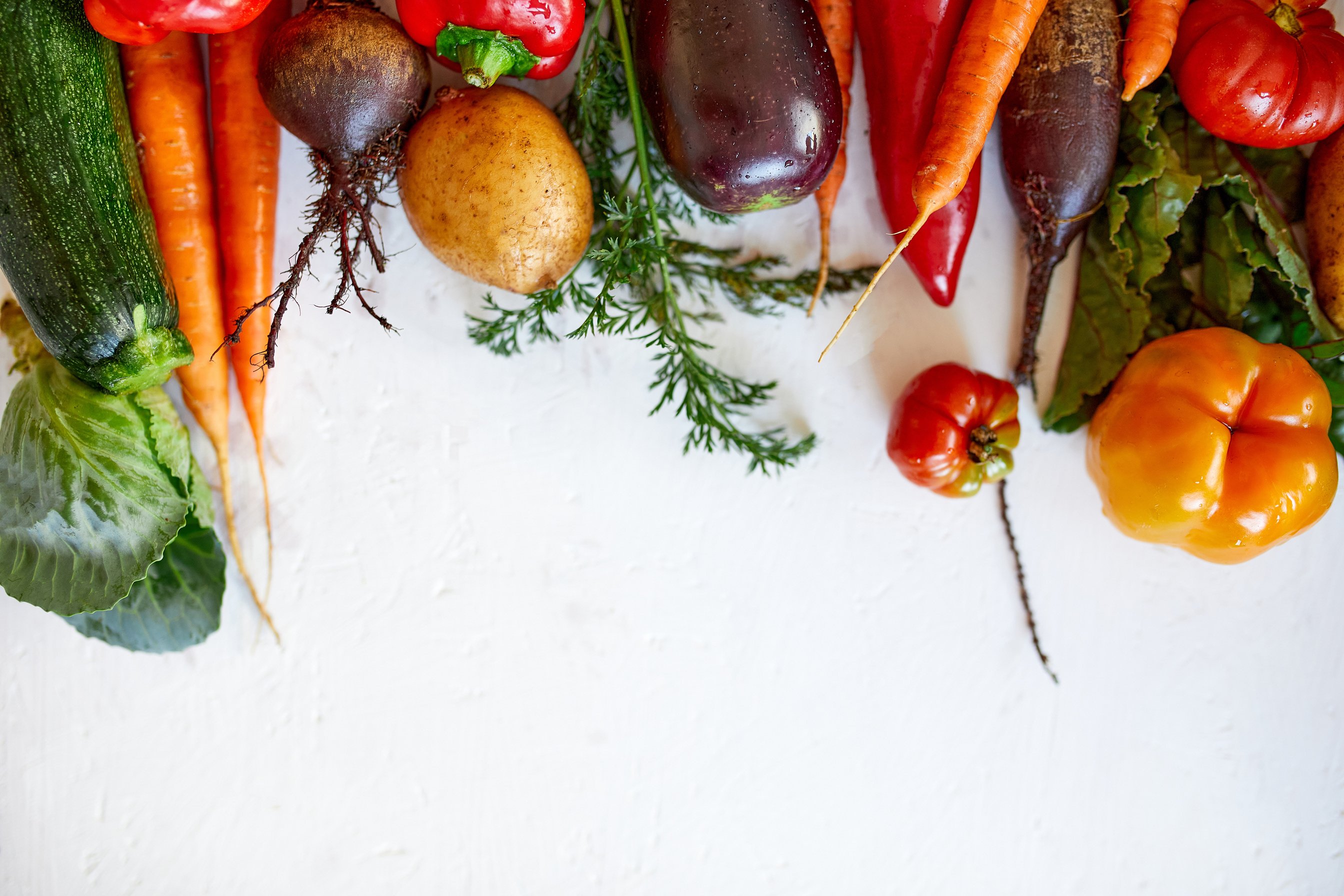 Flat Lay of Assortment of Fresh Vegetables